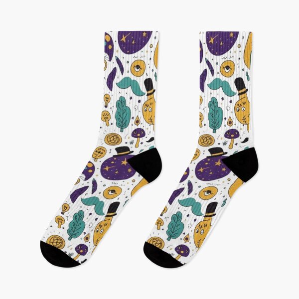 Item preview, Whimsical Sloth and Magic Mushroom Pattern - Quirky Surreal Doodle Art designed and sold by MT-Hub | Cute Aesthetic Art, Stickers & Phone Cases.