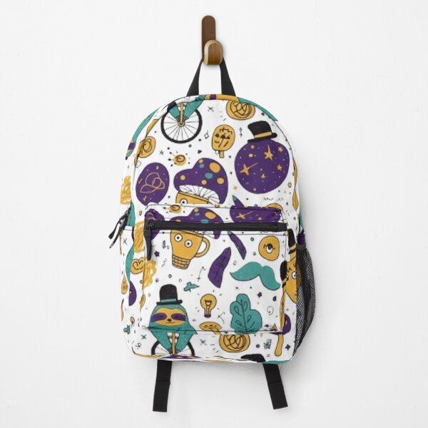 Item preview, Whimsical Sloth and Magic Mushroom Pattern - Quirky Surreal Doodle Art designed and sold by MT-Hub | Art for Every Soul.