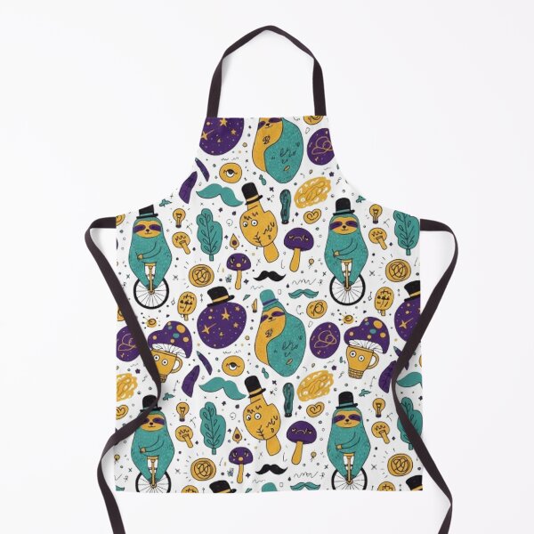 Item preview, Whimsical Sloth and Magic Mushroom Pattern - Quirky Surreal Doodle Art designed and sold by MT-Hub | Art for Every Soul.