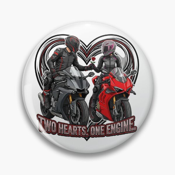 Item preview, Two Hearts One Engine – Valentine Biker Couple Illustration designed and sold by enzoade.