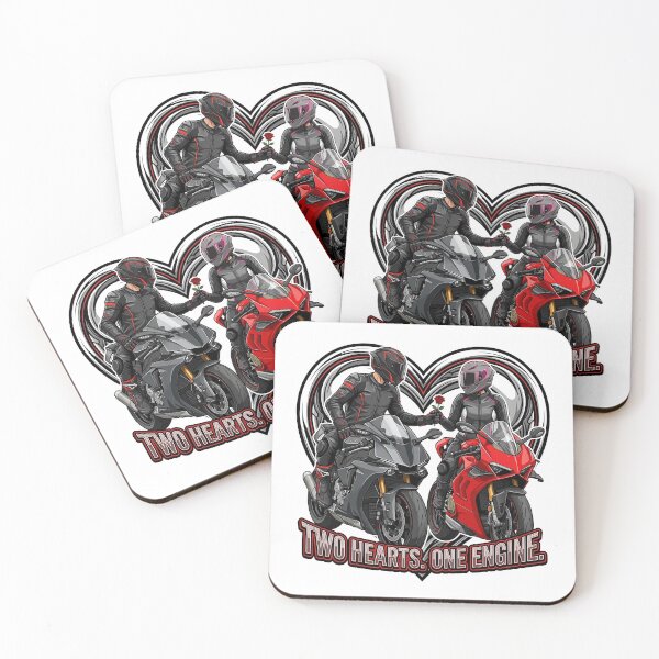 Item preview, Two Hearts One Engine – Valentine Biker Couple Illustration designed and sold by enzoade.