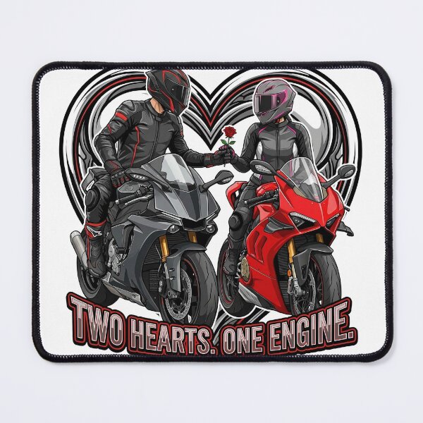 Item preview, Two Hearts One Engine – Valentine Biker Couple Illustration designed and sold by enzoade.
