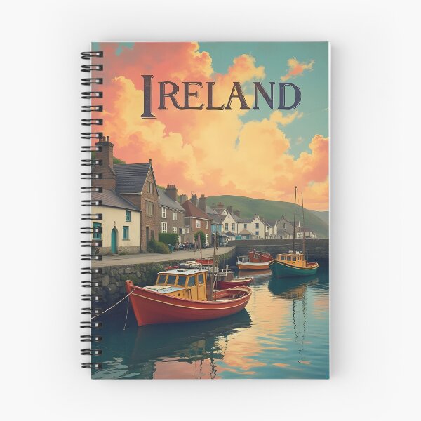 Aperçu de l'œuvre Affiche de voyage rétro d'un port côtier irlandais créée et vendue par Robert Lacy.