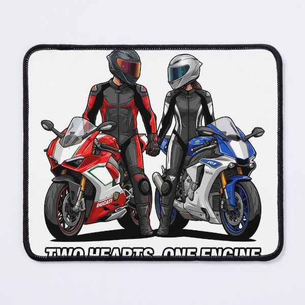 Item preview, Two Hearts One Engine – Motorcycle Couple Valentine Art designed and sold by enzoade.