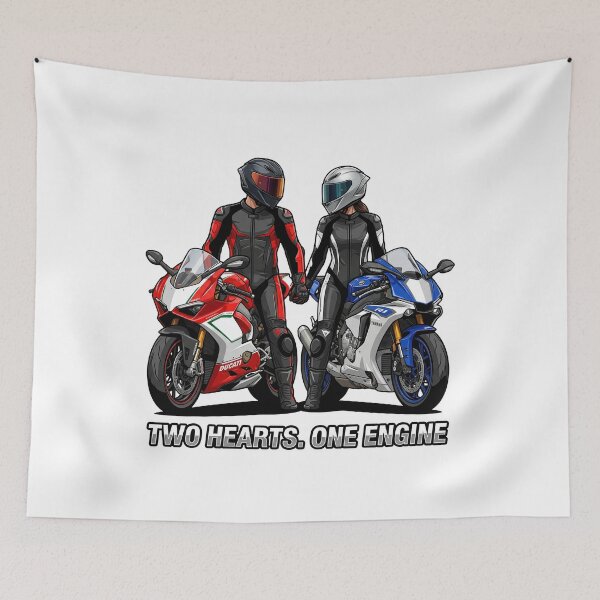 Item preview, Two Hearts One Engine – Motorcycle Couple Valentine Art designed and sold by enzoade.