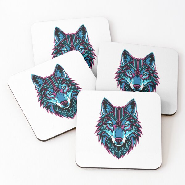 Item preview, Geometric Cyber Wolf Neon Illustration designed and sold by HaciPrint.