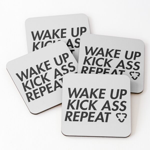 Item preview, Wake Up Kick Ass Repeat | Motivation Quote (black) designed and sold by WAMTEES.