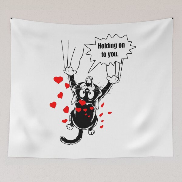Item preview, Black Cat Holding on - Funny Valentine's Day Gift Ideas designed and sold by SawaOne.