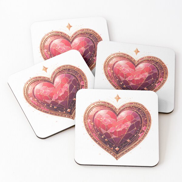 Item preview, Luxurious Art Deco Faceted Ruby Heart Valentine's Day Art designed and sold by AQUILAKREO.