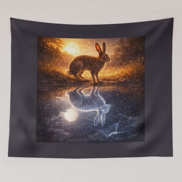 Item preview, Brown Hare – Hare of Two Worlds Reflection Art designed and sold by GeoWild Designs.
