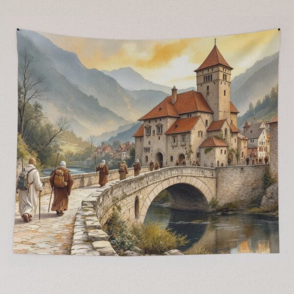 Item preview, Pilgrims crossing a bridge designed and sold by jefboutique6150.