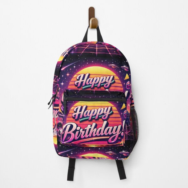 Item preview, Happy Birthday Retro Future – Purple Teal 90s Aesthetic Typography designed and sold by Studio Yvonne .