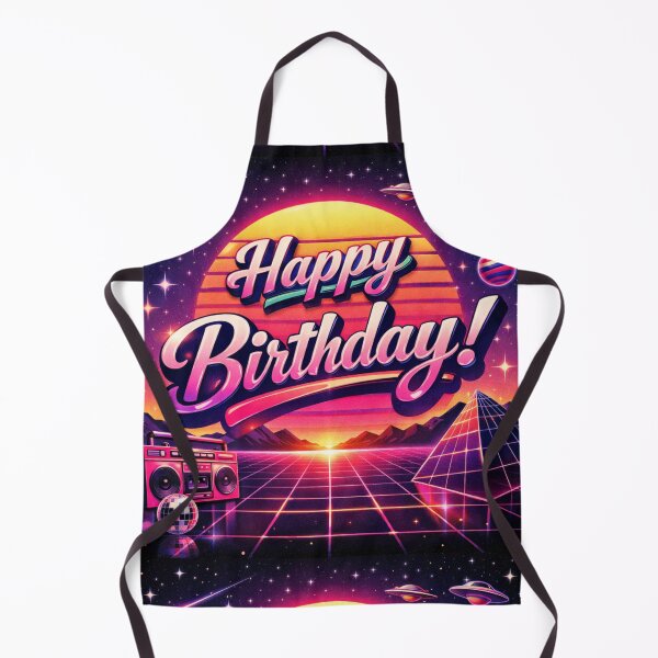 Item preview, Happy Birthday Retro Future – Purple Teal 90s Aesthetic Typography designed and sold by Studio Yvonne .