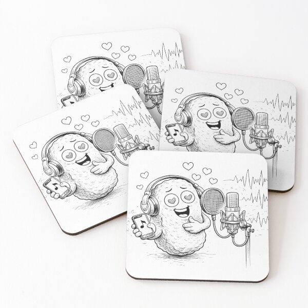 Item preview, Love Song Nugget – Cute Food Singer in Recording Studio (Black & White) designed and sold by ComedyInkFactor.
