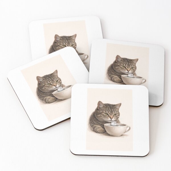 Item preview, Forbidden Warmth – Grey Cat & Steaming Cup designed and sold by LovelyCatGalaxy.