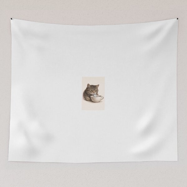 Item preview, Forbidden Warmth – Grey Cat & Steaming Cup designed and sold by LovelyCatGalaxy.