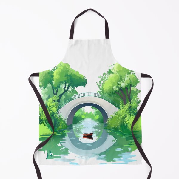 Item preview, Serene River Bridge Landscape - Peaceful Boat Reflection Art by Design Artistia designed and sold by DesignArtist.ia.