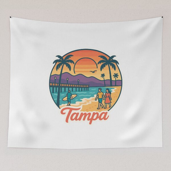 Item preview, Retro Vintage Coastal Design: Tampa Florida Beach designed and sold by CircinusStore.
