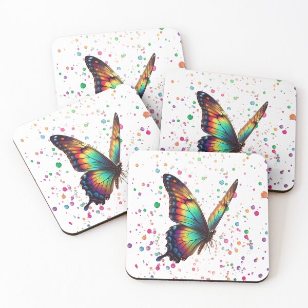 Item preview, Beautiful butterfly with multicolored drops, white background designed and sold by wizard-work.