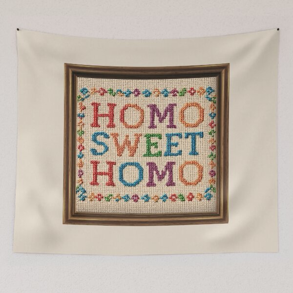 Item preview, Cross Stitch Homo Sweet Homo Gay Pride Frame designed and sold by TackyTime.