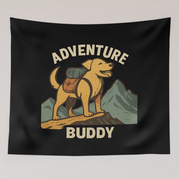 Item preview, Adventure Buddy - Happy Hiking Dog Badge designed and sold by MKreative Studio.