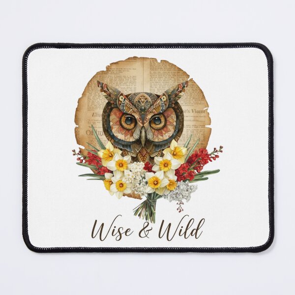 Item preview, Boho Owl With Wildflower Bouquet and Vintage Backdrop designed and sold by Furr-n-Purr.