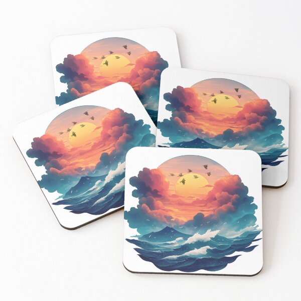 Item preview, Ocean Waves Sunset - Dramatic Sea Storm & Orange Clouds Art by Design Artistia designed and sold by DesignArtist.ia.