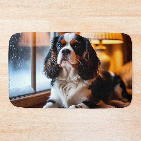 Item preview, Cavalier King Charles Spaniel by the Fireplace – Warm Cozy Evening designed and sold by AmetistLight.