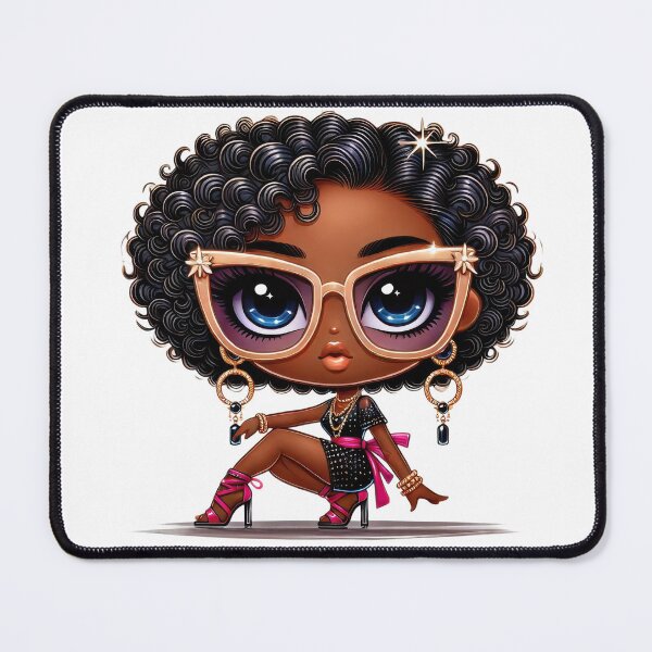 Item preview, Black Girl Chibi Fashion Illustration Curly Hair designed and sold by Lulunza.