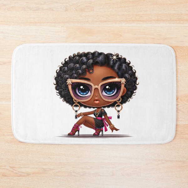 Item preview, Black Girl Chibi Fashion Illustration Curly Hair designed and sold by Lulunza.