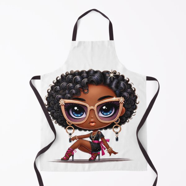 Item preview, Black Girl Chibi Fashion Illustration Curly Hair designed and sold by Lulunza.