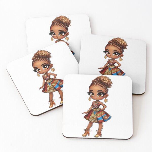 Item preview, African Chibi Girl Traditional Dress Cute Art designed and sold by Lulunza.