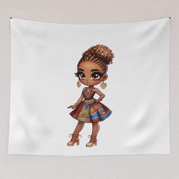 Item preview, African Chibi Girl Traditional Dress Cute Art designed and sold by Lulunza.