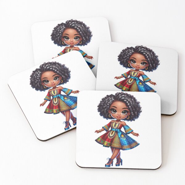 Item preview, Cute African Chibi Girl Colorful Dress designed and sold by Lulunza.