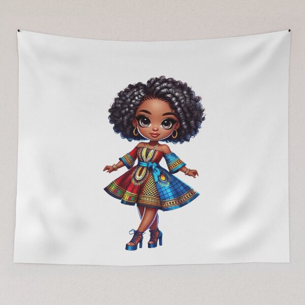 Item preview, Cute African Chibi Girl Colorful Dress designed and sold by Lulunza.