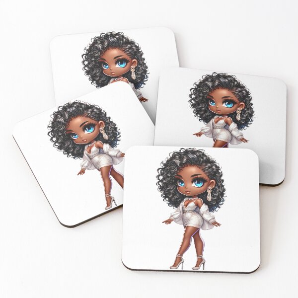 Item preview, Elegant Black Girl Chibi Fashion Illustration designed and sold by Lulunza.