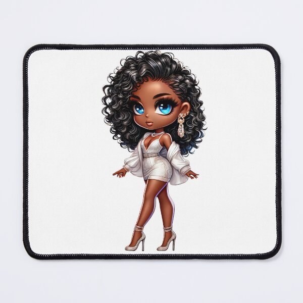 Item preview, Elegant Black Girl Chibi Fashion Illustration designed and sold by Lulunza.