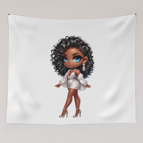 Item preview, Elegant Black Girl Chibi Fashion Illustration designed and sold by Lulunza.