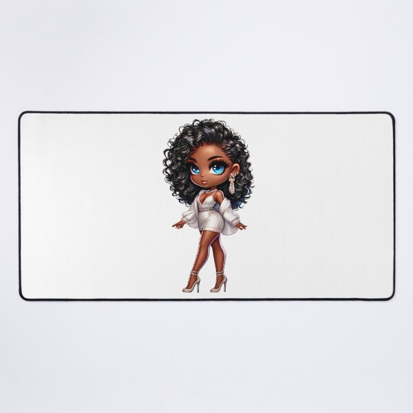 Item preview, Elegant Black Girl Chibi Fashion Illustration designed and sold by Lulunza.
