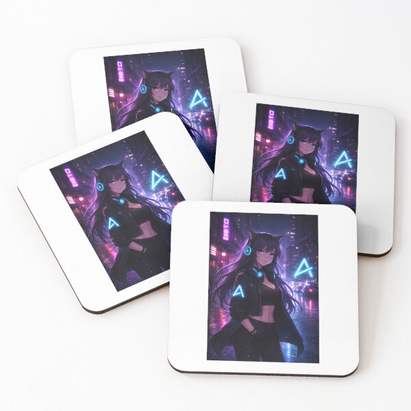 Item preview, Neon Solitude – Futuristic Cyberpunk Anime Girl in Night City designed and sold by Anilabart.