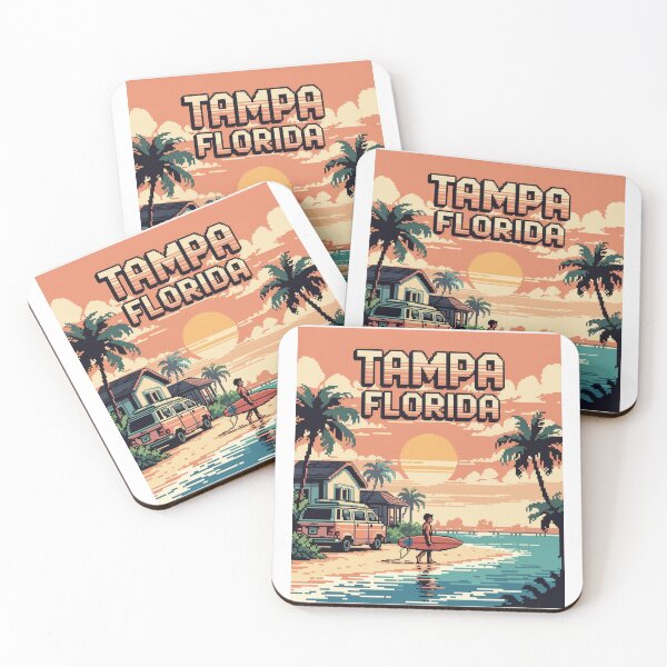 Item preview, Tampa Florida Retro Pixel Art - Tropical Summer Coastal Scene designed and sold by CircinusStore.