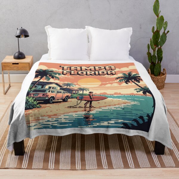Item preview, Tampa Florida Retro Pixel Art - Tropical Summer Coastal Scene designed and sold by CircinusStore.