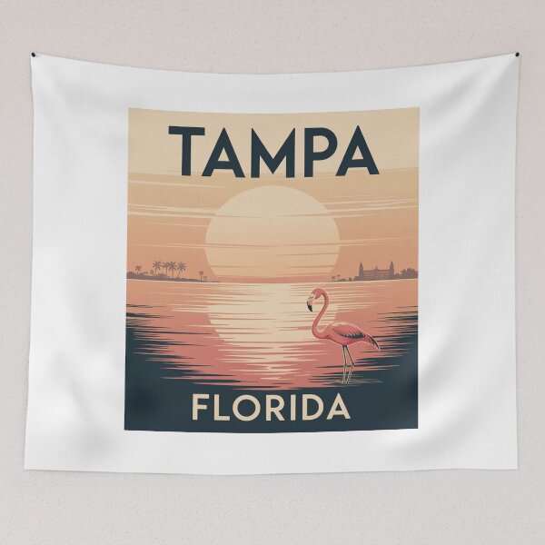 Item preview, Tampa Florida Vintage Flamingo Poster - Minimalist Retro Sunset Art designed and sold by CircinusStore.