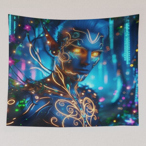 Item preview, Cyber Elf in Neon Forest – Futuristic Grace meets glowing Nature & digital Magic designed and sold by FotoworldEdel.