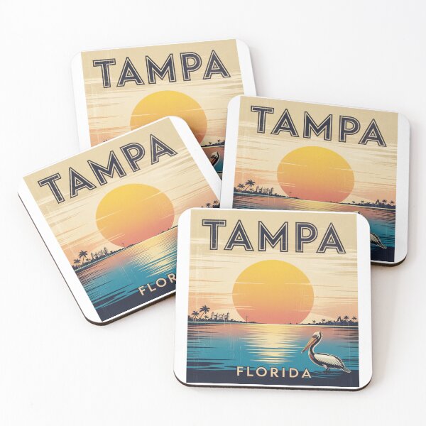 Item preview, Tampa Florida Vintage Travel Poster - Retro Coastal Sunset & Wildlife designed and sold by CircinusStore.