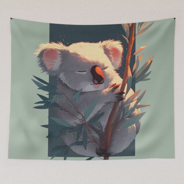Item preview, Sleeping koala in eucalyptus trees – Gentle animal illustration designed and sold by Meiersbeste.