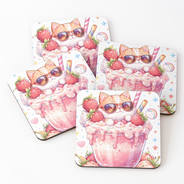 Item preview, Cute Strawberry Milkshake Cat designed and sold by Amr Siam.