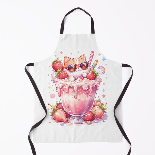 Item preview, Cute Strawberry Milkshake Cat designed and sold by Amr Siam.