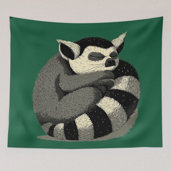 Item preview, Sleeping Lemur – Gentle animal illustration in a peaceful mood designed and sold by Meiersbeste.
