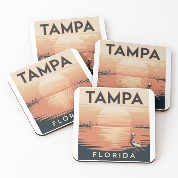 Item preview, Tampa Florida Vintage Travel Poster - Retro Pelican Sunset & Wildlife designed and sold by CircinusStore.